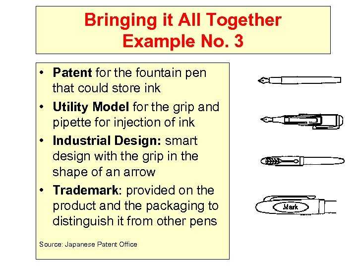 Bringing it All Together Example No. 3 • Patent for the fountain pen that