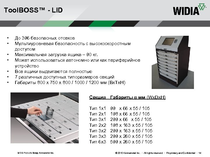 Tool. BOSS™ - LID • • До 396 безопасных отсеков Мультиуровневая безопасность с высокоскоростным