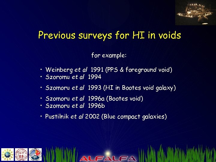 Previous surveys for HI in voids for example: • Weinberg et al 1991 (PPS