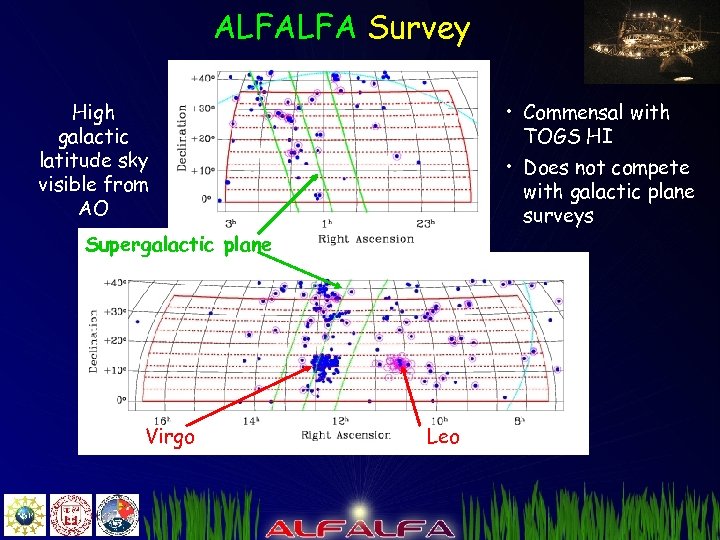 ALFALFA Survey • Commensal with TOGS HI High galactic latitude sky visible from AO
