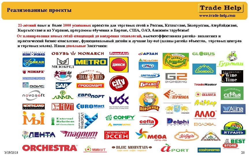 Реализованные проекты www. trade-help. com 21 -летний опыт и более 1000 успешных проектов для