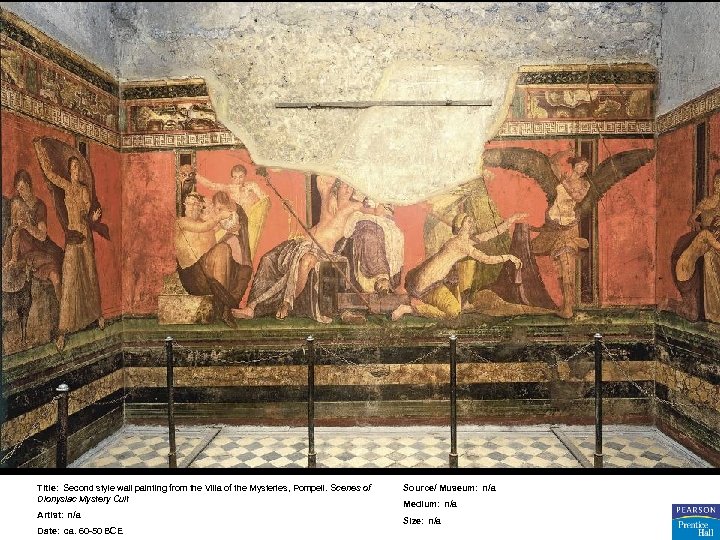 Title: Second style wall painting from the Villa of the Mysteries, Pompeii. Scenes of