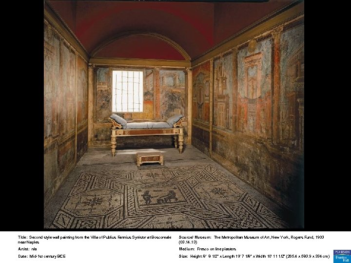 Title: Second style wall painting from the Villa of Publius Fannius Synistor at Boscoreale