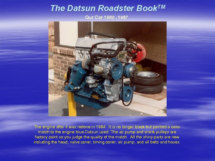 The Datsun Roadster Book. TM Our Car 1980 -1987 The engine after it was