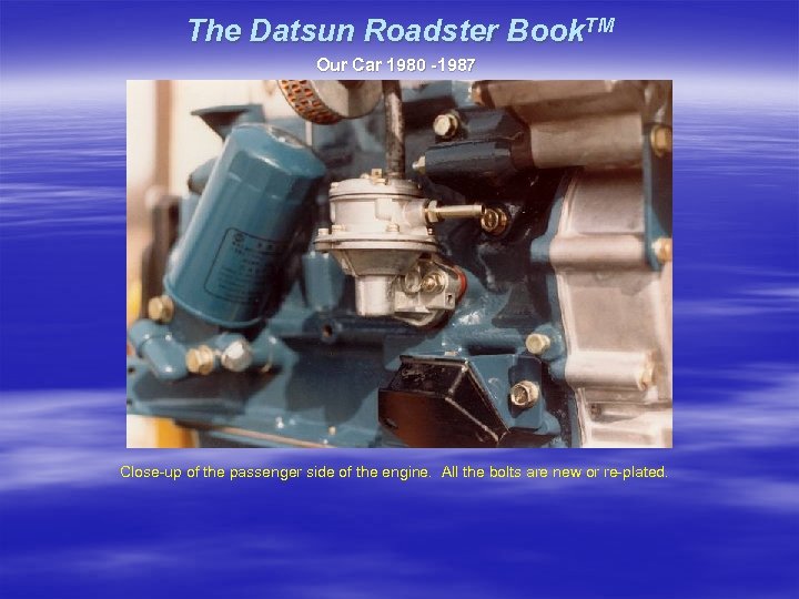 The Datsun Roadster Book. TM Our Car 1980 -1987 Close-up of the passenger side