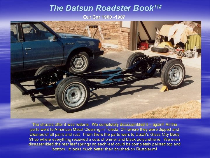 The Datsun Roadster Book. TM Our Car 1980 -1987 The chassis after it was