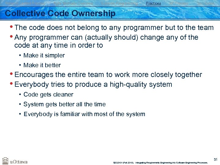 Rational Unified Process Agile Methods Overview Extreme Programming Practices XP Process Conclusion Collective Code