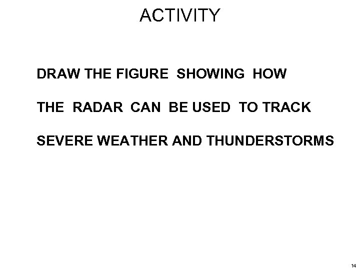 ACTIVITY DRAW THE FIGURE SHOWING HOW THE RADAR CAN BE USED TO TRACK SEVERE