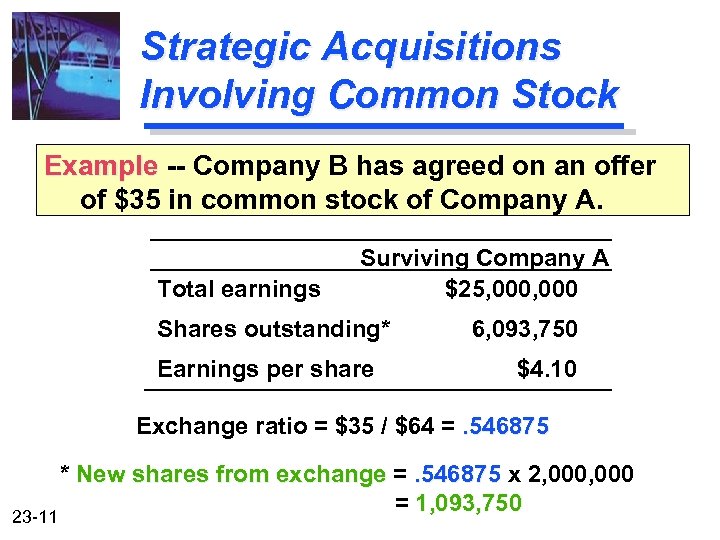 Strategic Acquisitions Involving Common Stock Example -- Company B has agreed on an offer