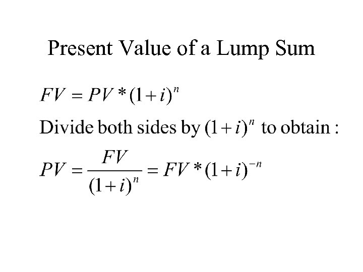 Present Value of a Lump Sum 