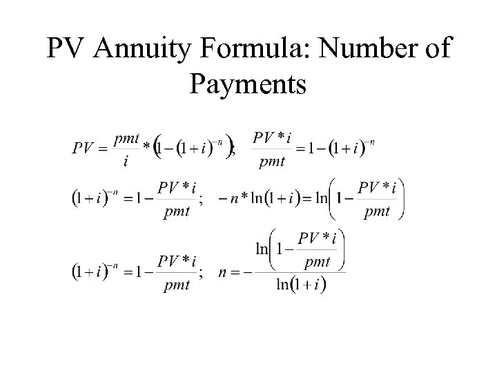 PV Annuity Formula: Number of Payments 