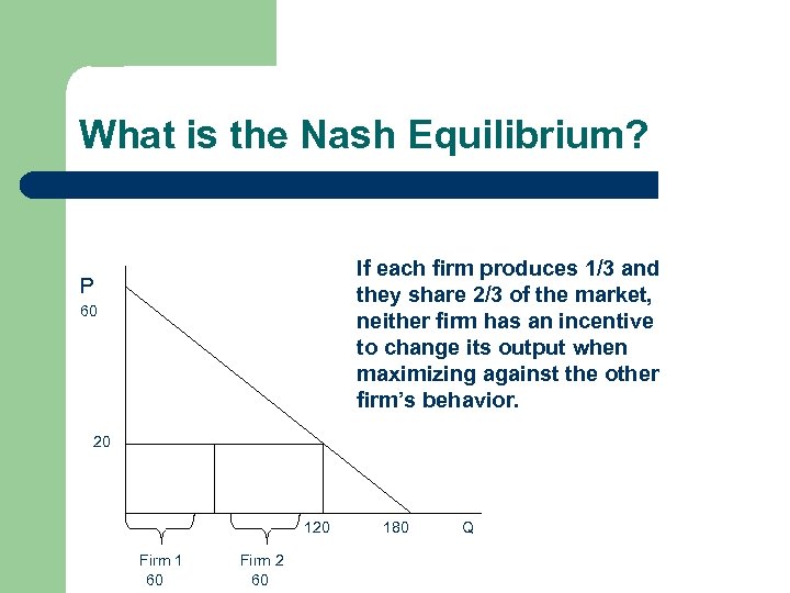 What is the Nash Equilibrium? If each firm produces 1/3 and they share 2/3