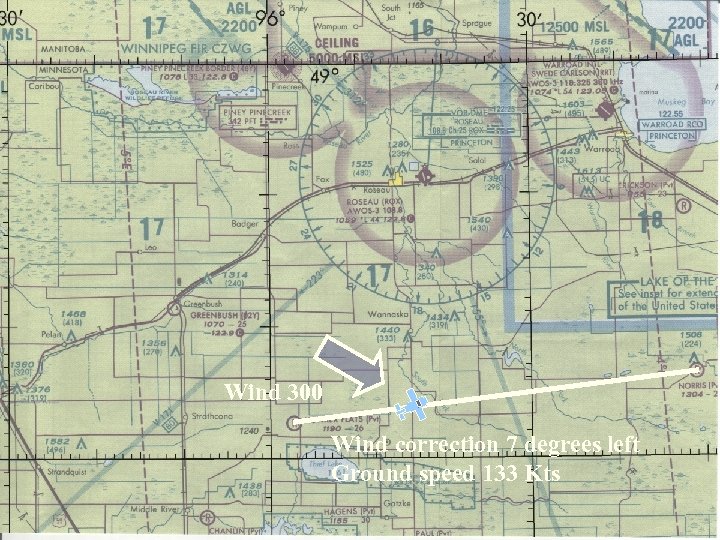 Scanner Course #4 Wind 300 Wind correction 7 degrees left Ground speed 133 Kts