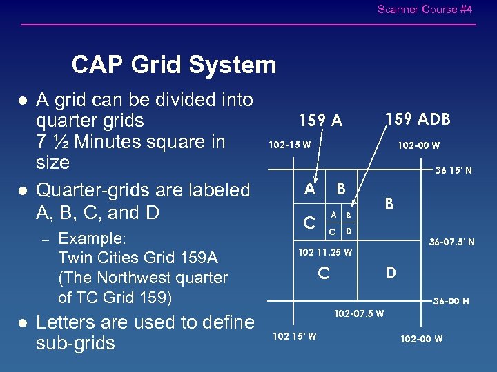 Scanner Course #4 CAP Grid System l l A grid can be divided into