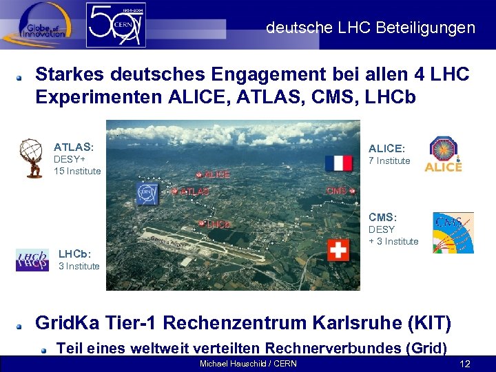 deutsche LHC Beteiligungen Starkes deutsches Engagement bei allen 4 LHC Experimenten ALICE, ATLAS, CMS,