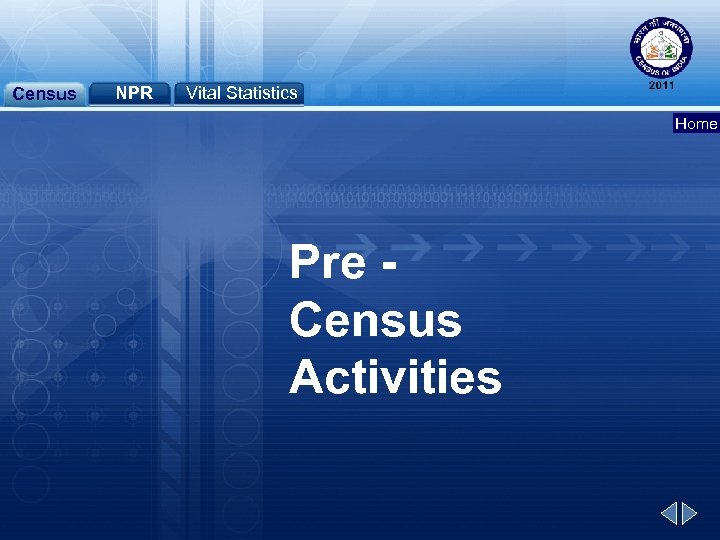 Census NPR Vital Statistics Home Pre Census Activities 