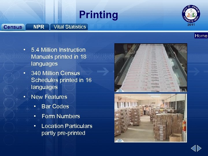 Printing Census NPR Vital Statistics Home • 5. 4 Million Instruction Manuals printed in