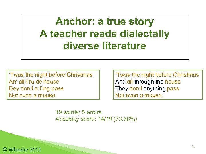 Anchor: a true story A teacher reads dialectally diverse literature ‘Twas the night before