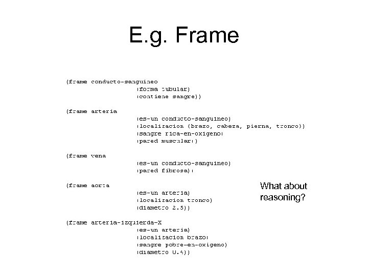 E. g. Frame What about reasoning? 