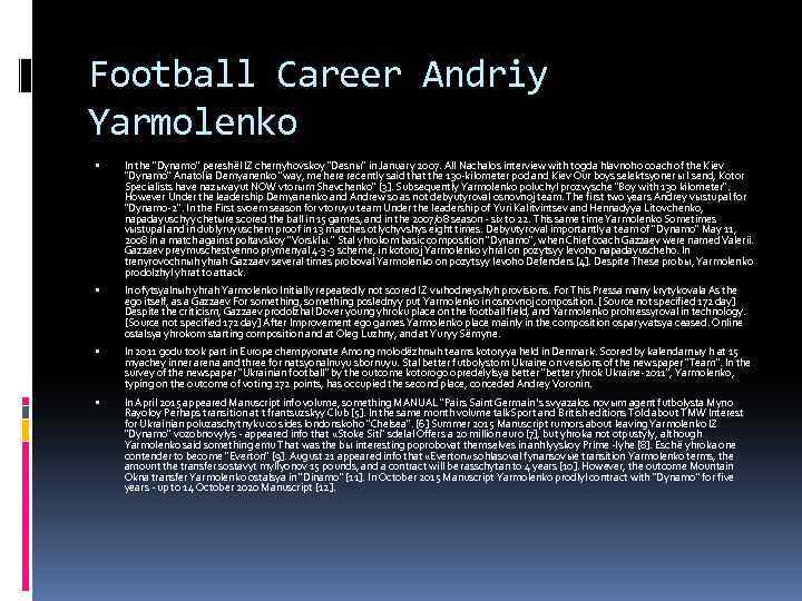 Football Career Andriy Yarmolenko In the 