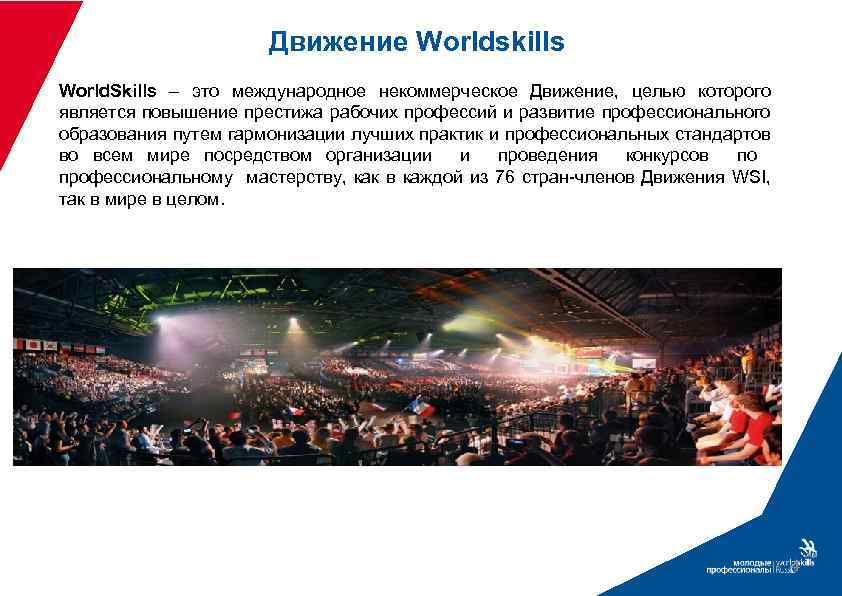 Движение Worldskills World. Skills – это международное некоммерческое Движение, целью которого является повышение престижа