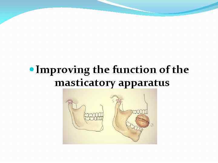  Improving the function of the masticatory apparatus 