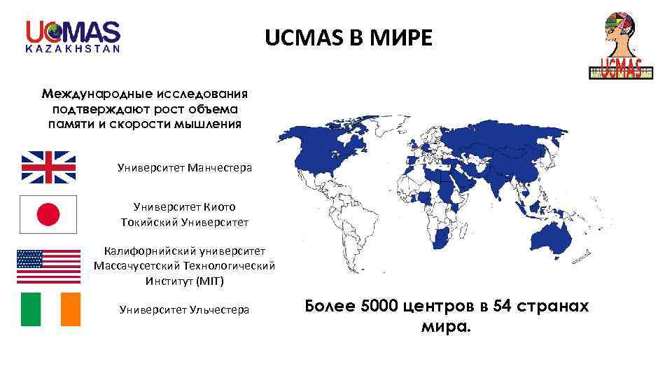 UCMAS В МИРЕ Международные исследования подтверждают рост объема памяти и скорости мышления Университет Манчестера