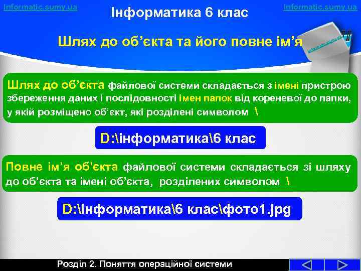 Informatic. sumy. ua Інформатика 6 клас Informatic. sumy. ua Шлях до об’єкта та його