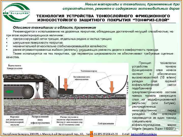 Новые материалы и технологии, применяемые при строительстве, ремонте и содержании автомобильных дорог ТЕХНОЛОГИЯ УСТРОЙСТВА