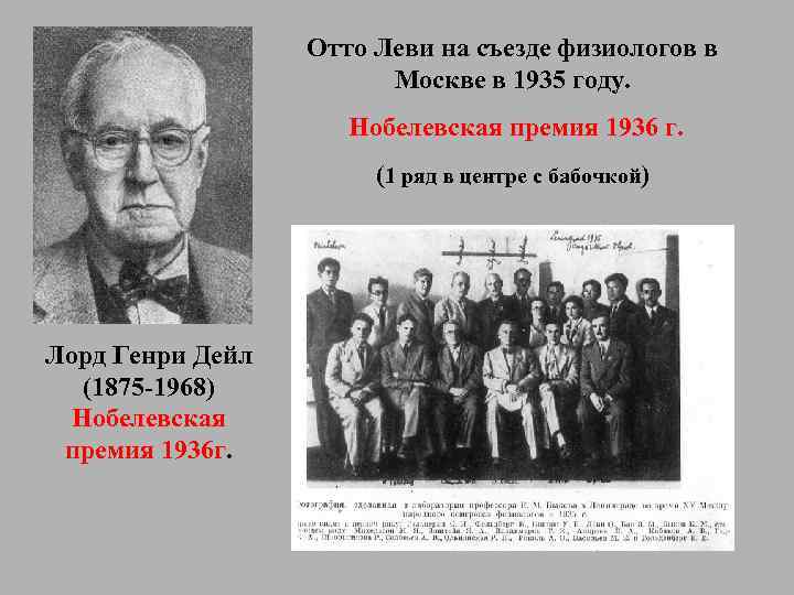 Отто Леви на съезде физиологов в Москве в 1935 году. Нобелевская премия 1936 г.