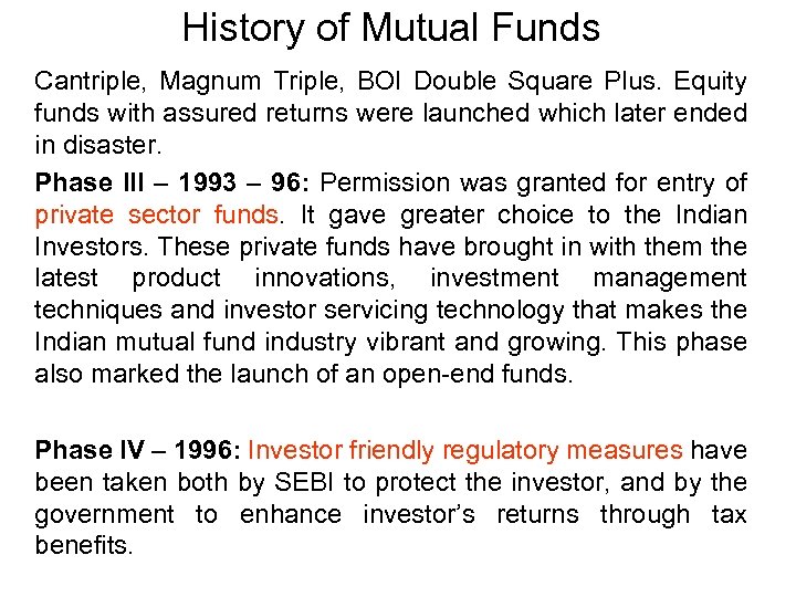 History of Mutual Funds Cantriple, Magnum Triple, BOI Double Square Plus. Equity funds with