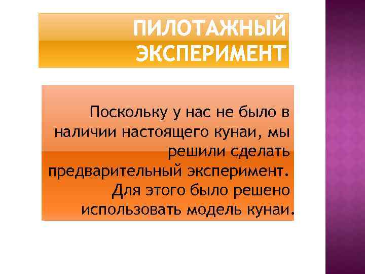 Поскольку у нас не было в наличии настоящего кунаи, мы решили сделать предварительный эксперимент.