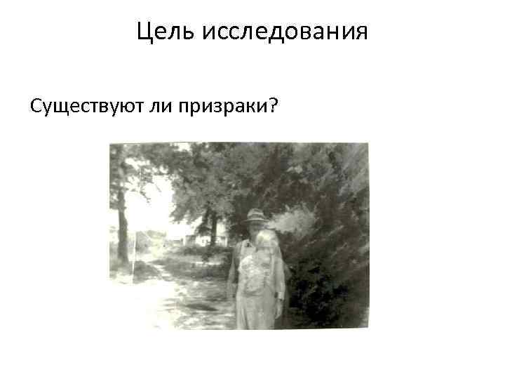 Цель исследования Существуют ли призраки? 