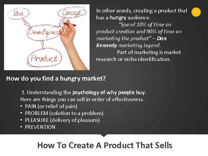 In other words, creating a product that has a hungry audience. “Spend 10% of