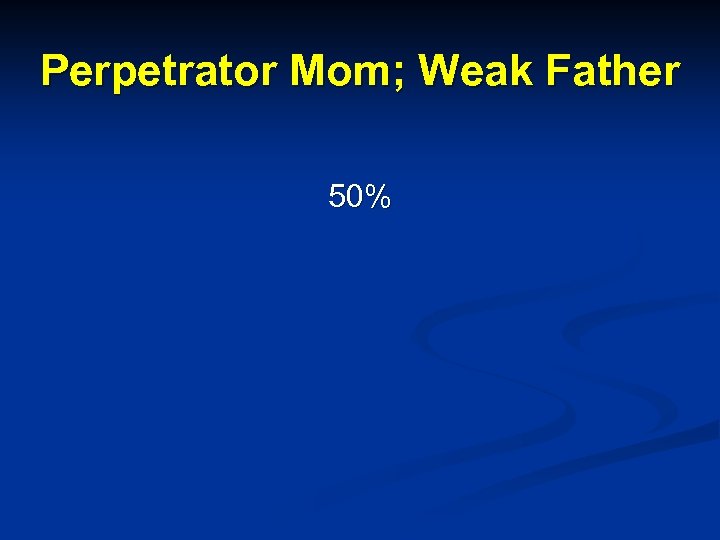 Perpetrator Mom; Weak Father 50% 