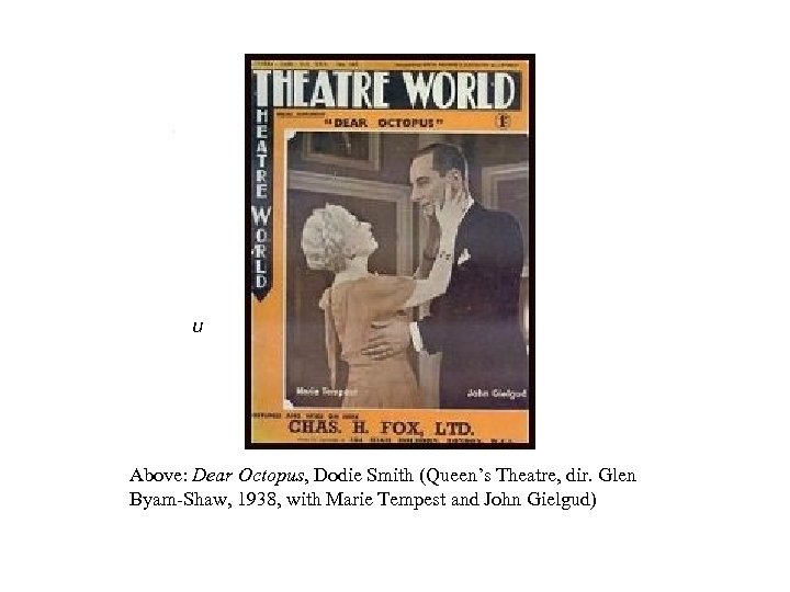 u Above: Dear Octopus, Dodie Smith (Queen’s Theatre, dir. Glen Byam-Shaw, 1938, with Marie