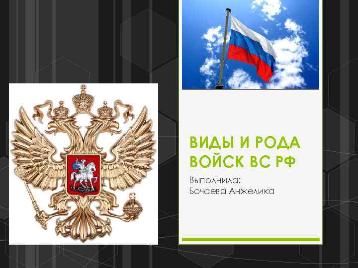 ВИДЫ И РОДА ВОЙСК ВС РФ Выполнила: Бочаева Анжелика 