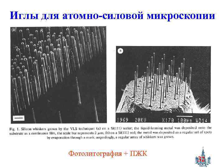 Иглы для атомно-силовой микроскопии Фотолитография + ПЖК 32 
