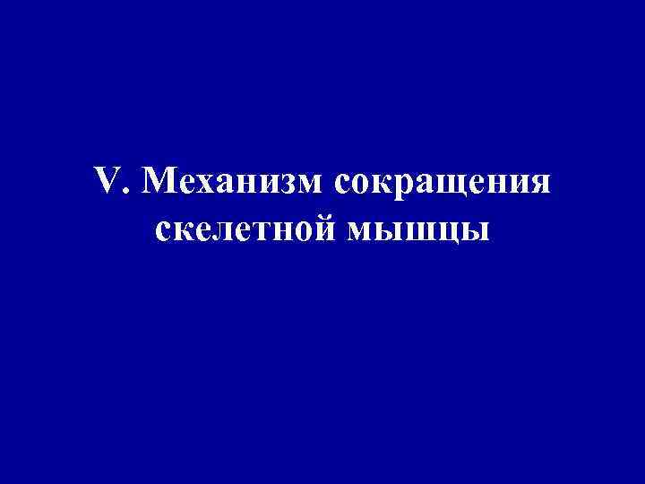 V. Механизм сокращения скелетной мышцы 