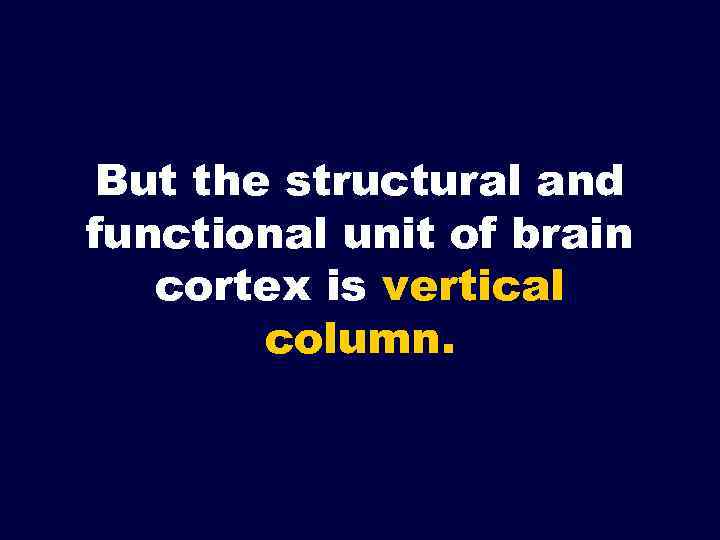 But the structural and functional unit of brain cortex is vertical column. 