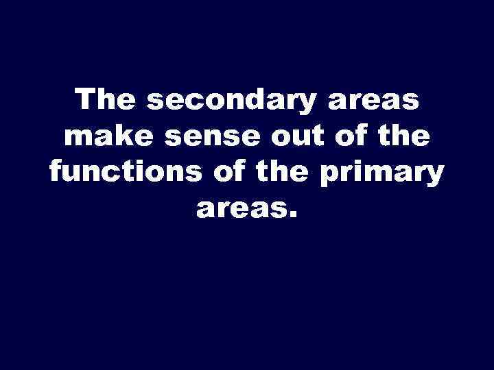 The secondary areas make sense out of the functions of the primary areas. 