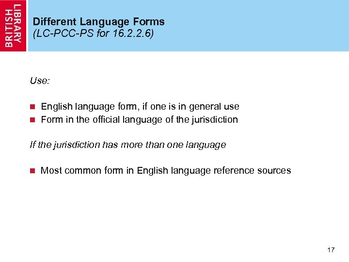 Different Language Forms (LC-PCC-PS for 16. 2. 2. 6) Use: English language form, if