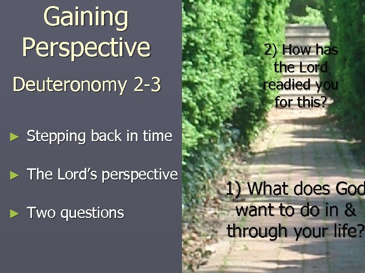 Gaining Perspective Deuteronomy 2 -3 ► Stepping back in time ► The Lord’s perspective