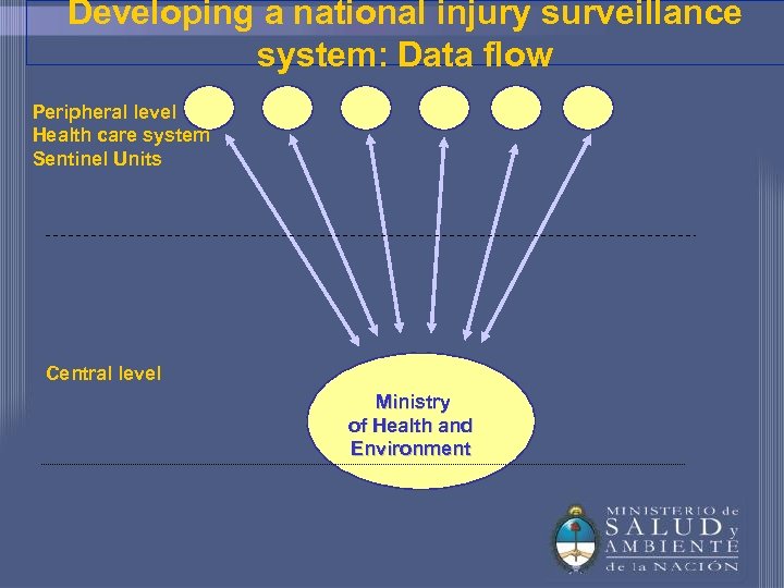 Developing a national injury surveillance system: Data flow Peripheral level Health care system Sentinel