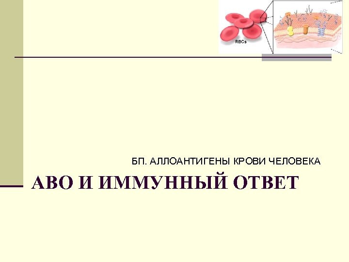 БП. АЛЛОАНТИГЕНЫ КРОВИ ЧЕЛОВЕКА АВО И ИММУННЫЙ ОТВЕТ 