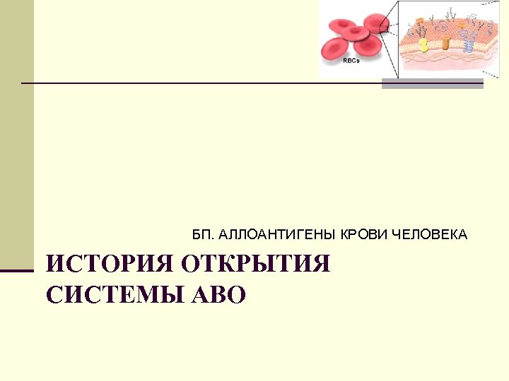 БП. АЛЛОАНТИГЕНЫ КРОВИ ЧЕЛОВЕКА ИСТОРИЯ ОТКРЫТИЯ СИСТЕМЫ АВО 
