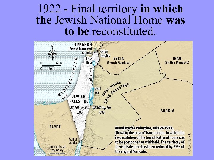 1922 - Final territory in which the Jewish National Home was to be reconstituted.