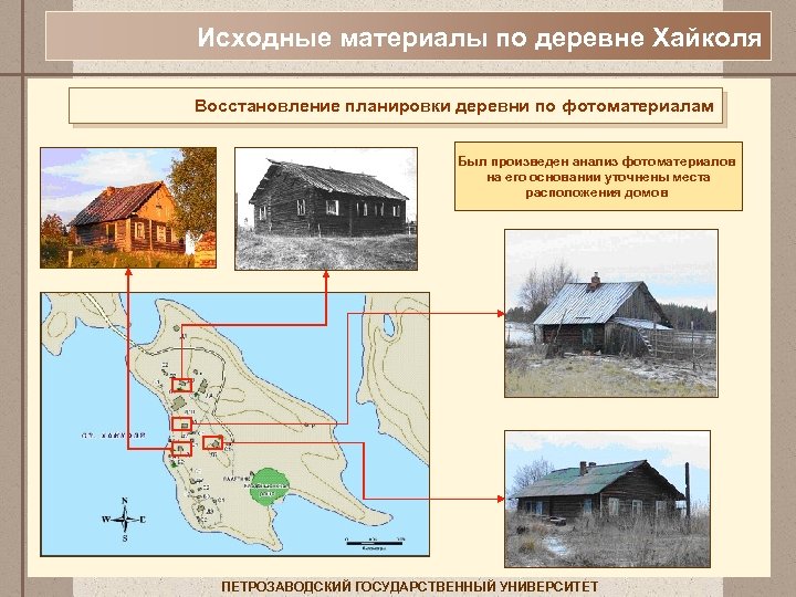 Исходные материалы по деревне Хайколя Восстановление планировки деревни по фотоматериалам Был произведен анализ фотоматериалов