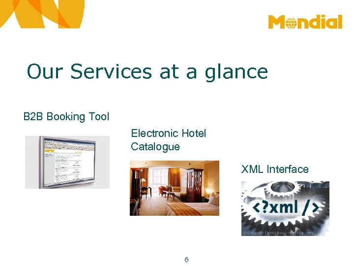 Our Services at a glance B 2 B Booking Tool Electronic Hotel Catalogue XML