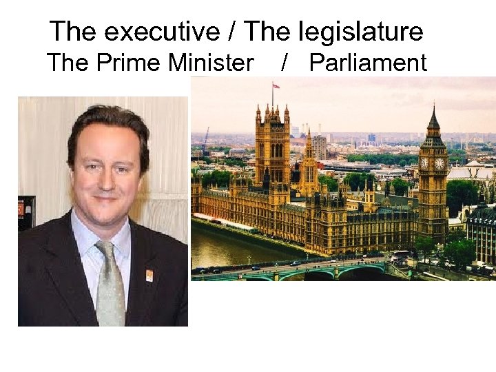The executive / The legislature The Prime Minister / Parliament 